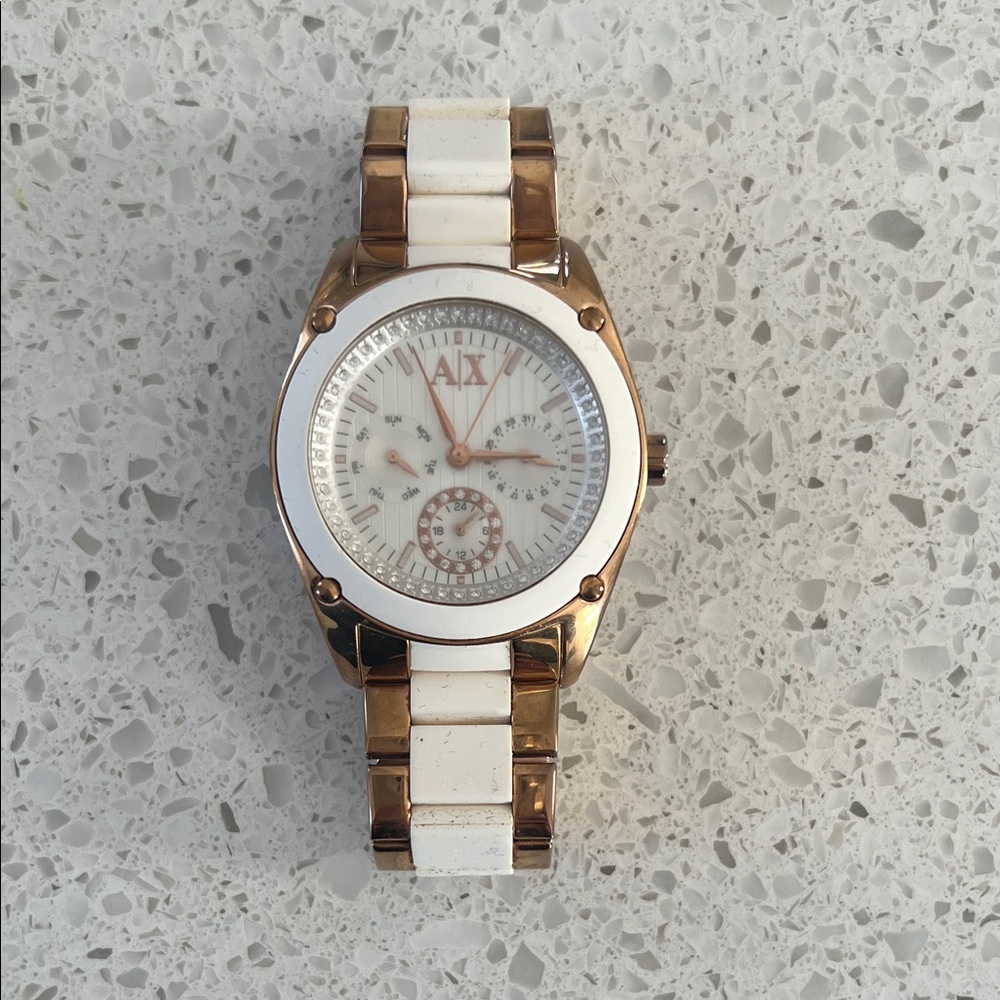 Armani Exchange Gold and White Timepiece